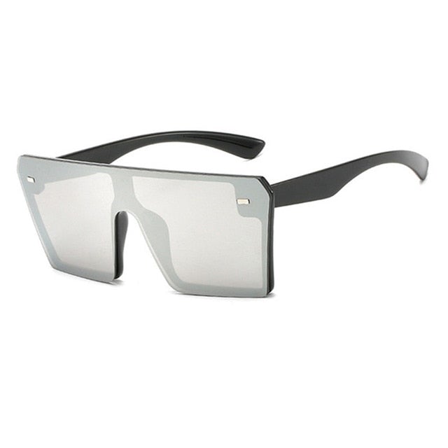 Vintage Avant-Garde Visor Style Reflective Lens Square Sunglasses