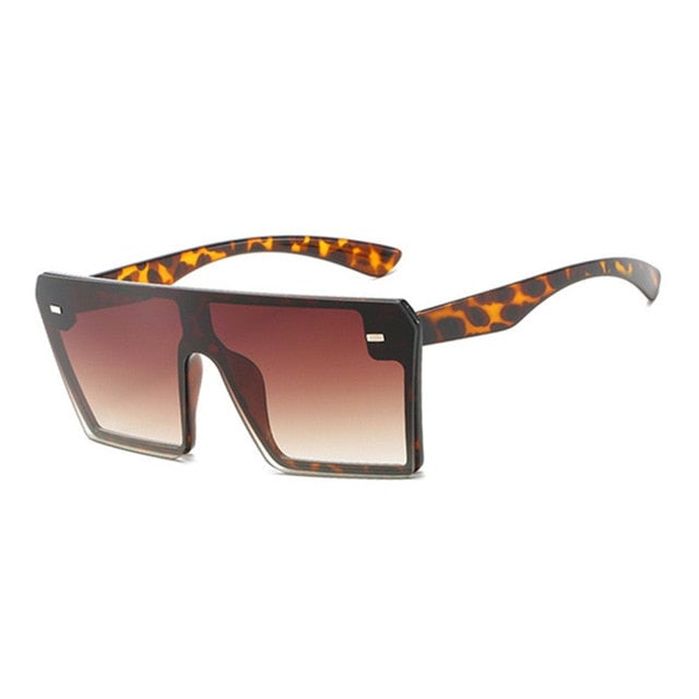 Vintage Avant-Garde Visor Style Reflective Lens Square Sunglasses