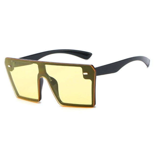 Vintage Avant-Garde Visor Style Reflective Lens Square Sunglasses