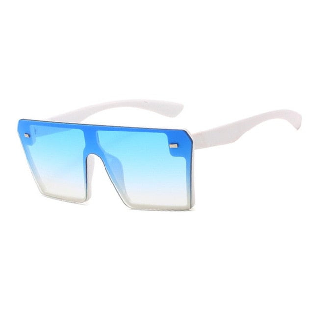 Vintage Avant-Garde Visor Style Reflective Lens Square Sunglasses
