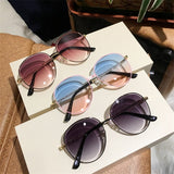 Designer Gradient Plastic Round Sunglasses