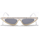 Luxury Diamond Edged Retro Frame Small Cat Eye Sunglasses