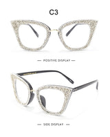 Retro Style Colorful Rhinestones Frame Vintage Cat Eye Sunglasses