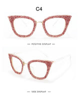 Retro Style Colorful Rhinestones Frame Vintage Cat Eye Sunglasses