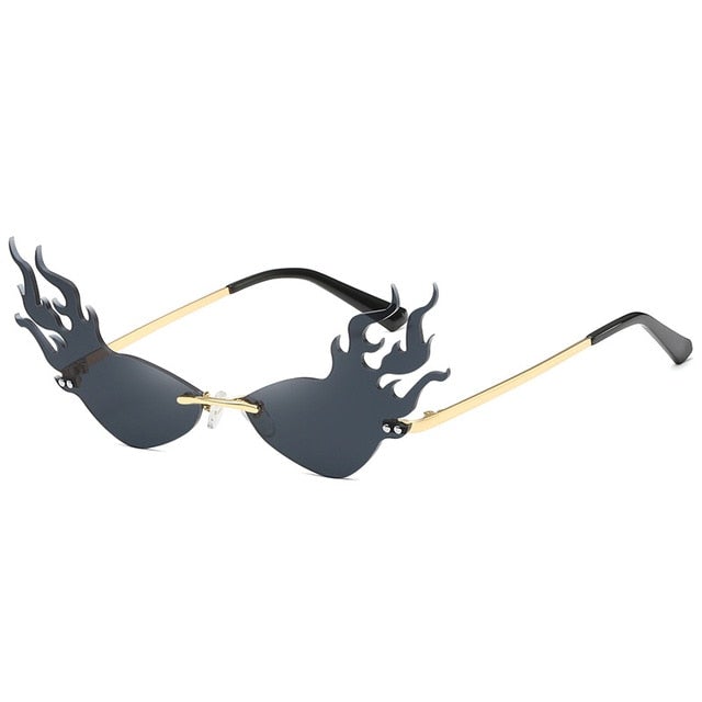 Fire Flame Luxury Brand Rimless Cat Eye Sunglasses