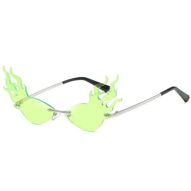 Fire Flame Luxury Brand Rimless Cat Eye Sunglasses