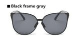 Oversized Plastic Frame Polarized Mirror Cat Eye Sunglasses
