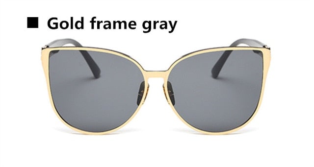 Oversized Plastic Frame Polarized Mirror Cat Eye Sunglasses