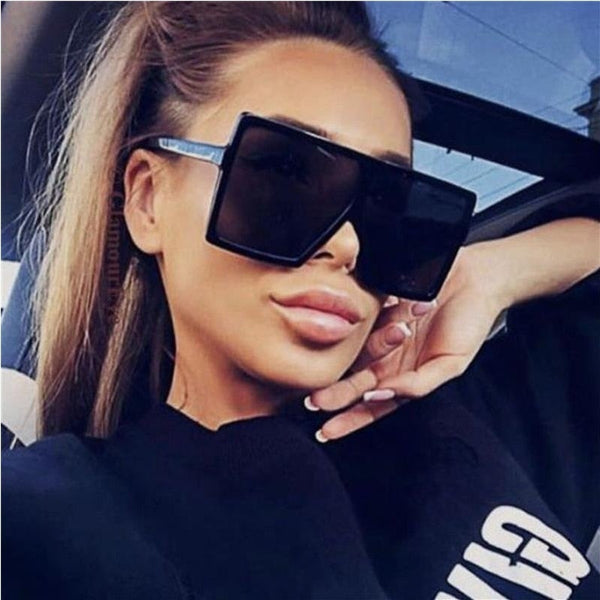 Oversized Flat Brow Bar One Mirror Lens Square Sunglasses