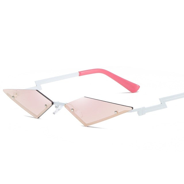 Rimless Diamond Cut Anti-Reflective Mirror Lens Cat Eye Sunglasses