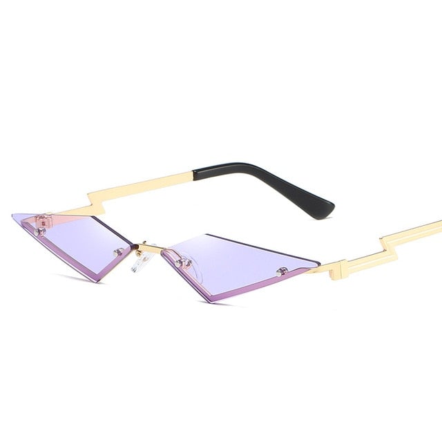 Rimless Diamond Cut Anti-Reflective Mirror Lens Cat Eye Sunglasses