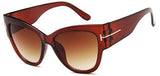 Gradient Lens Gold T Decor Vintage Oversized Frame Cat Eye Sunglasses