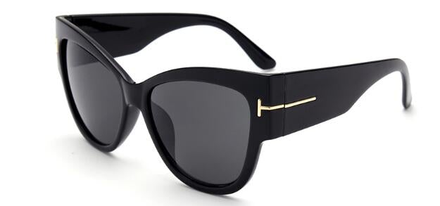 Gradient Lens Gold T Decor Vintage Oversized Frame Cat Eye Sunglasses