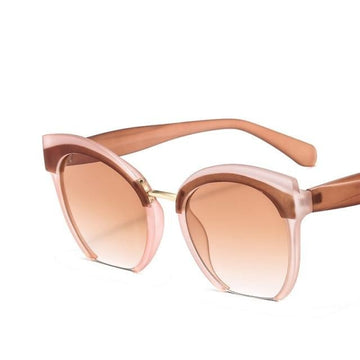 Vintage Colorful Frame Flat Lens Cat Eye Sunglasses