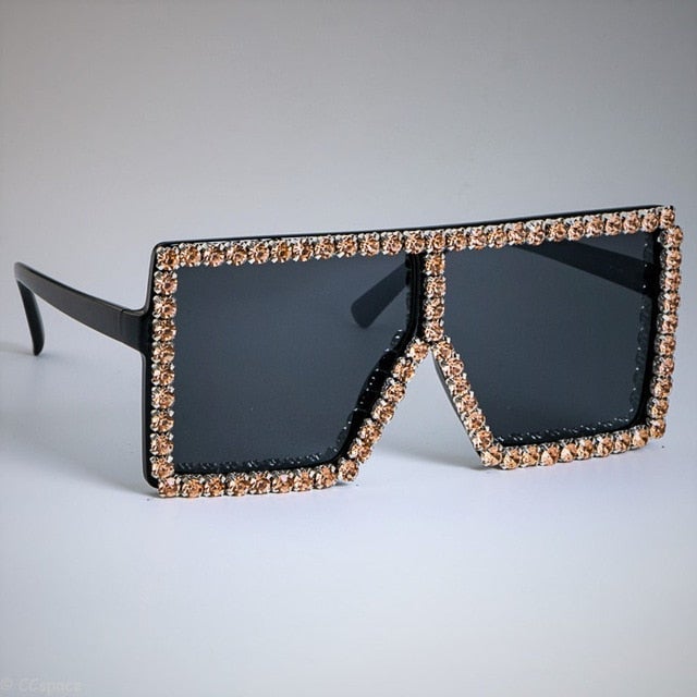 Oversized Luxury Crystal Diamond Vintage Candy Frame Square Sunglasses