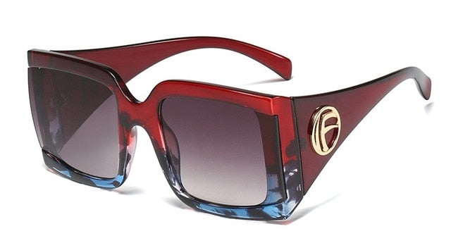 Big Frame Triangular Temple Vintage UV400 Square Sunglasses