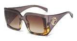 Big Frame Triangular Temple Vintage UV400 Square Sunglasses