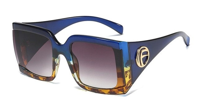 Big Frame Triangular Temple Vintage UV400 Square Sunglasses