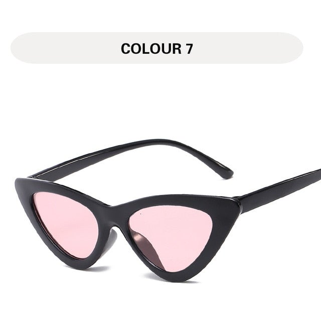 Small Triangular Vintage Style Mirror Gradient Cat Eye Sunglasses