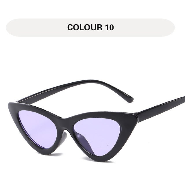 Small Triangular Vintage Style Mirror Gradient Cat Eye Sunglasses