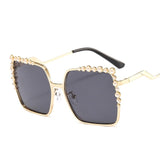 Metal Frame Pearl Square Sunglass