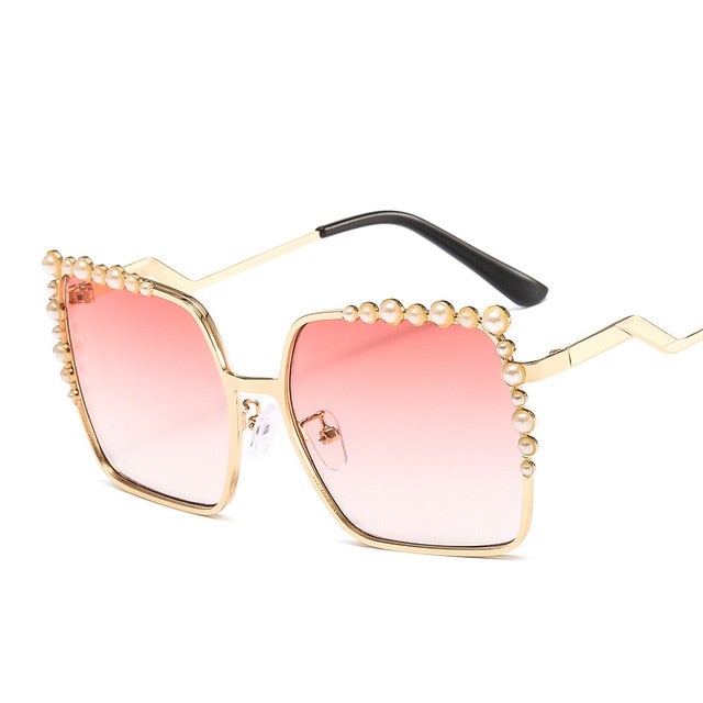 Metal Frame Pearl Square Sunglass