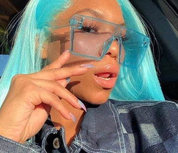 One Piece Clear Frame Candy Color Oversized Square Sunglasses