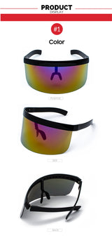Reflective Mirror One Piece Windproof Oversized Visor Sunglasses