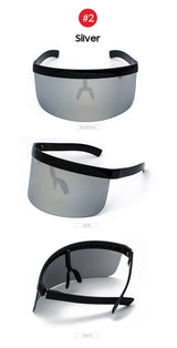 Reflective Mirror One Piece Windproof Oversized Visor Sunglasses