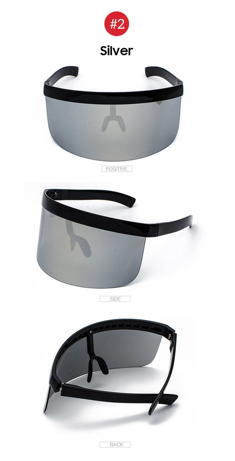 Reflective Mirror One Piece Windproof Oversized Visor Sunglasses