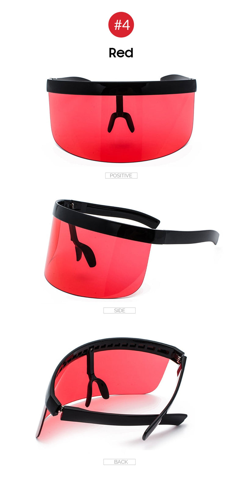 Reflective Mirror One Piece Windproof Oversized Visor Sunglasses
