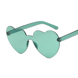 Rimless Love Heart Cat Eye Vintage Retro Sunglasses