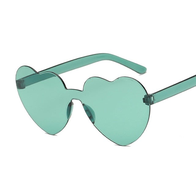 Rimless Love Heart Cat Eye Vintage Retro Sunglasses