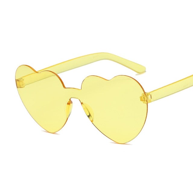 Rimless Love Heart Cat Eye Vintage Retro Sunglasses