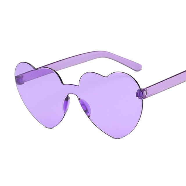 Rimless Love Heart Cat Eye Vintage Retro Sunglasses