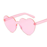 Rimless Love Heart Cat Eye Vintage Retro Sunglasses
