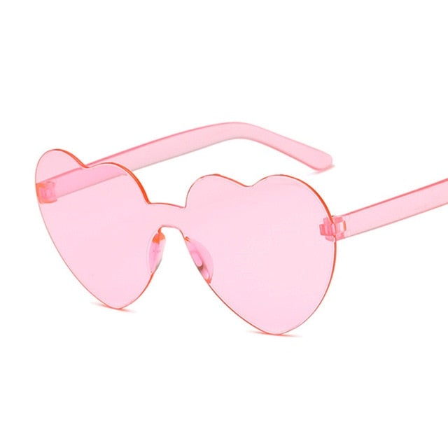 Rimless Love Heart Cat Eye Vintage Retro Sunglasses