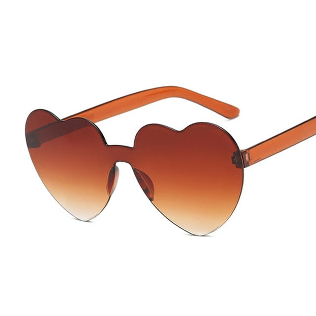 Rimless Love Heart Cat Eye Vintage Retro Sunglasses