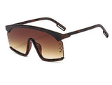 Luxury Oversize Half Frame Hole Flat Bridge Mirror Visor Sunglasses