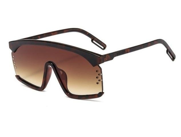 Luxury Oversize Half Frame Hole Flat Bridge Mirror Visor Sunglasses