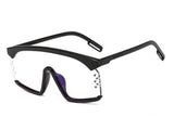 Luxury Oversize Half Frame Hole Flat Bridge Mirror Visor Sunglasses