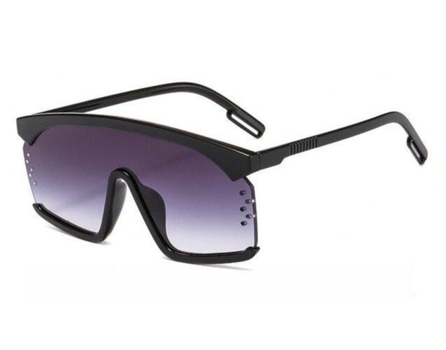 Luxury Oversize Half Frame Hole Flat Bridge Mirror Visor Sunglasses
