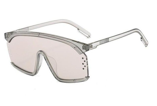 Luxury Oversize Half Frame Hole Flat Bridge Mirror Visor Sunglasses