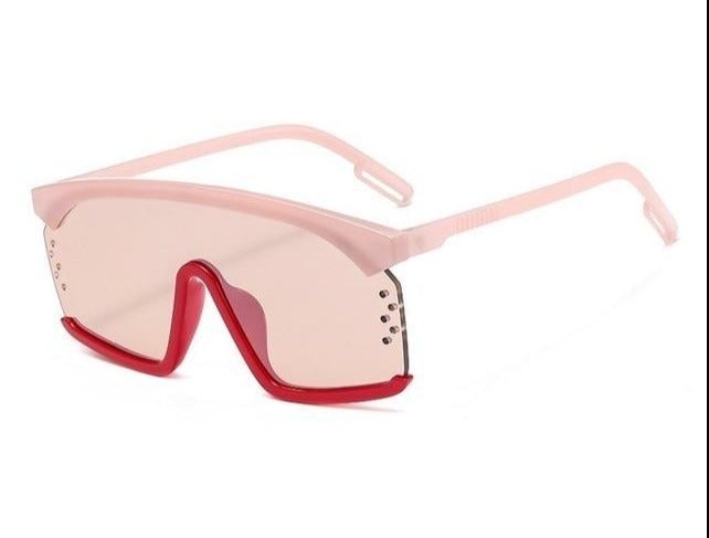 Luxury Oversize Half Frame Hole Flat Bridge Mirror Visor Sunglasses