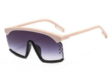 Luxury Oversize Half Frame Hole Flat Bridge Mirror Visor Sunglasses