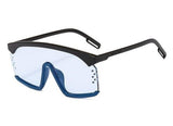 Luxury Oversize Half Frame Hole Flat Bridge Mirror Visor Sunglasses