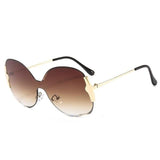 Oversized Alloy Frame Rimless Gradient Elegant Round Sunglasses