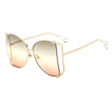 Oversized Metal Hollow Side Frame Pearl Clear Lens Square Sunglasses