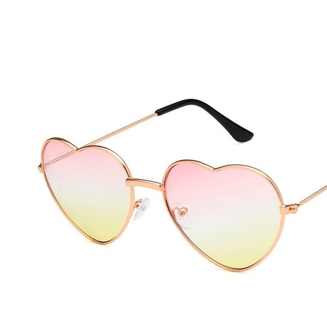 Clear Lens Heart Shaped Metal Frame Retro Sunglasses