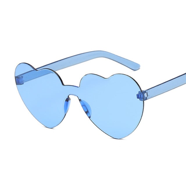 Candy Color One Piece Love Heart Transparent Plastic Retro Sunglasses